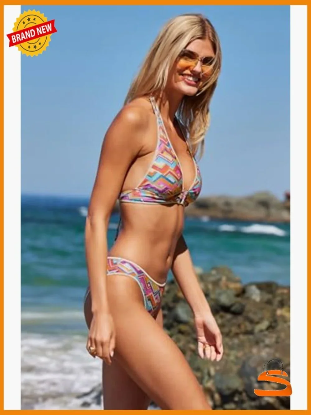 Medium Halter Bikini Top with Adjustable Ties and Removable Cups
